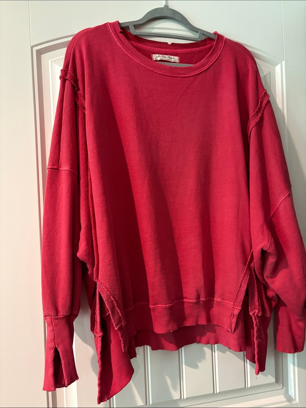 Distressed Red Oversized Sweatshirt